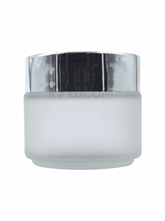 100GM Glass Jar - Frosted-With Plastic Silver Cap With Inner Lid